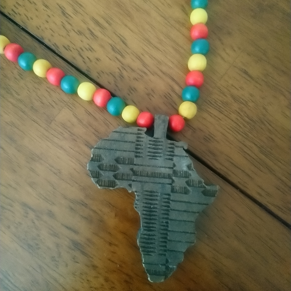 Vintage Wooden Africa Continent Pendant